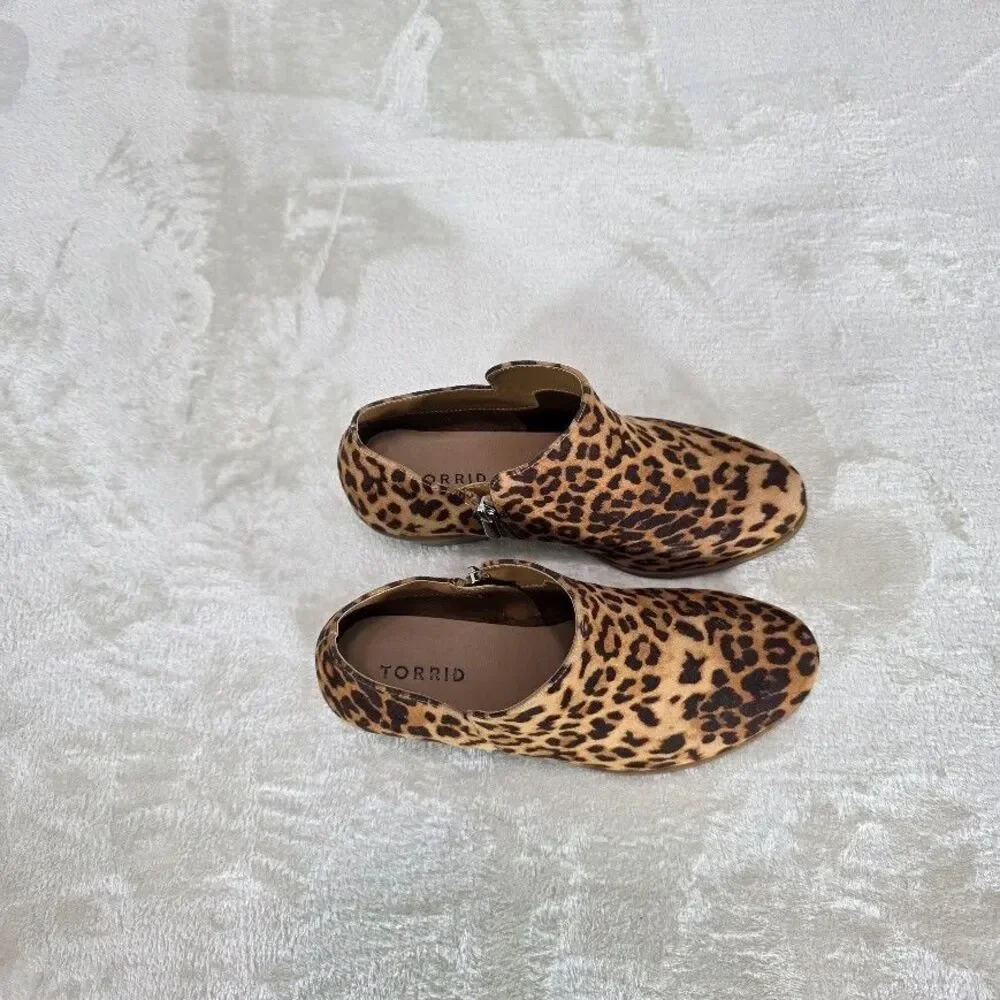 Torrid Size 7W Cheetah Ankle Bootie Tan/Black Animal Print Side Zipper 14508921 - Picture 3 of 6